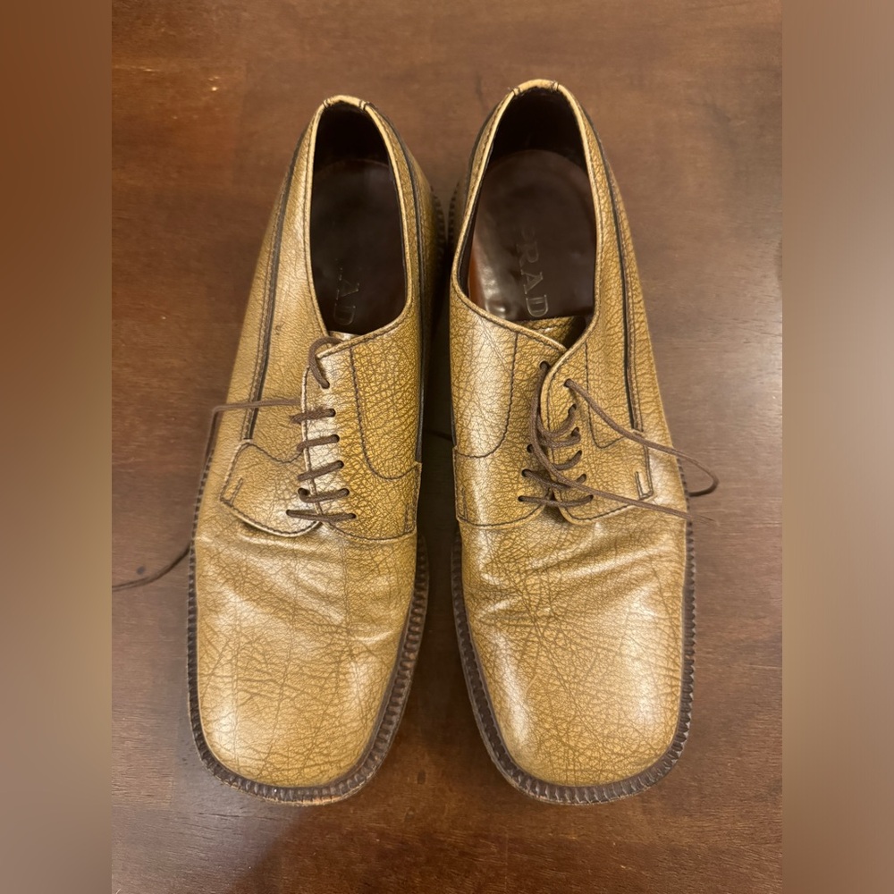 Prada Brown Cracked Leather  (Vero Cuoio) Derby Shoes